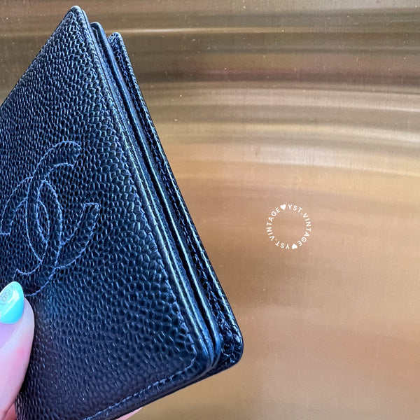 Vintage Chanel Caviar Coco Card Holder - Black 003