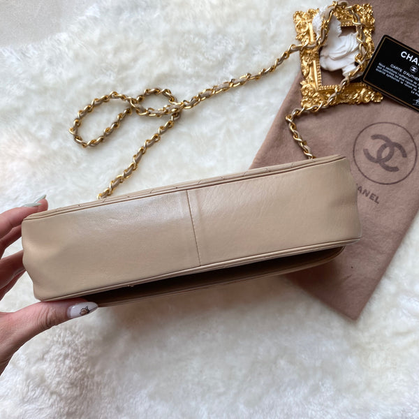 Vintage Chanel Double Flap Bag - Light Beige