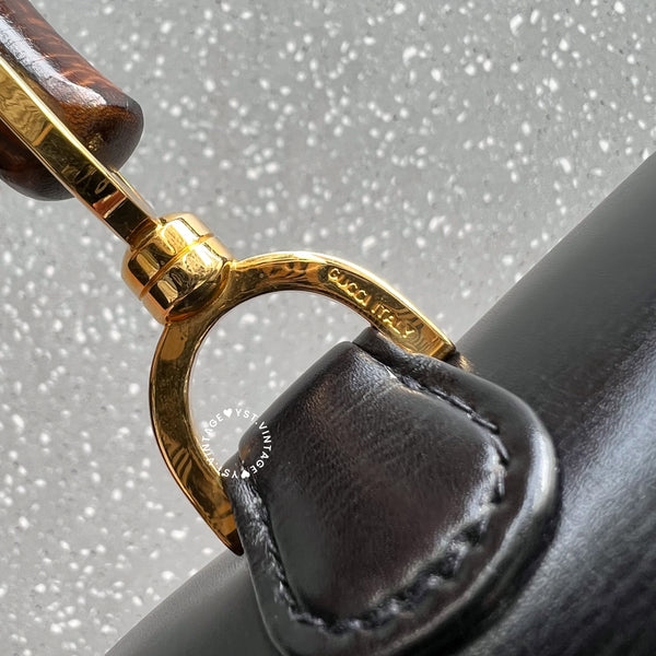 Vintage Gucci Bamboo Medium Top Handle Bag - Black