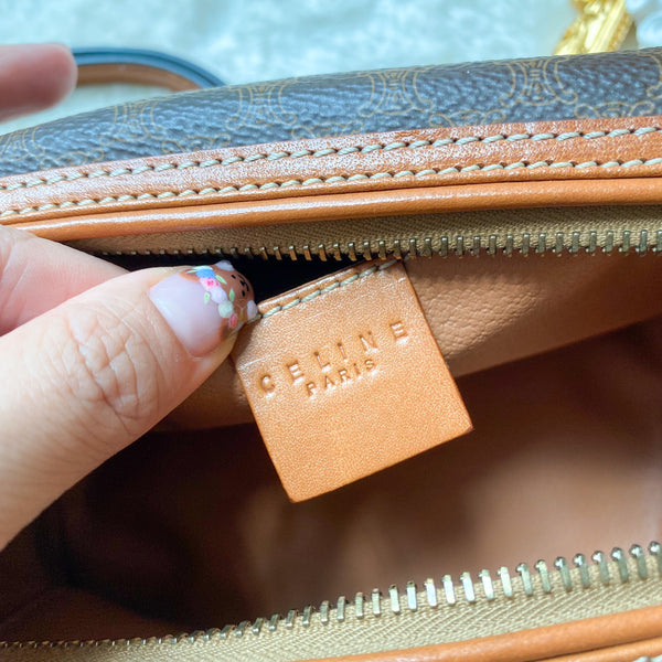 Vintage CELINE 1990s Macadam Makeup Bag - Brown 004