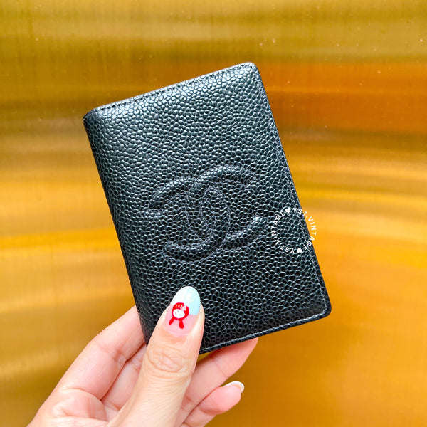 Vintage Chanel Caviar Coco Card Holder - Black 003