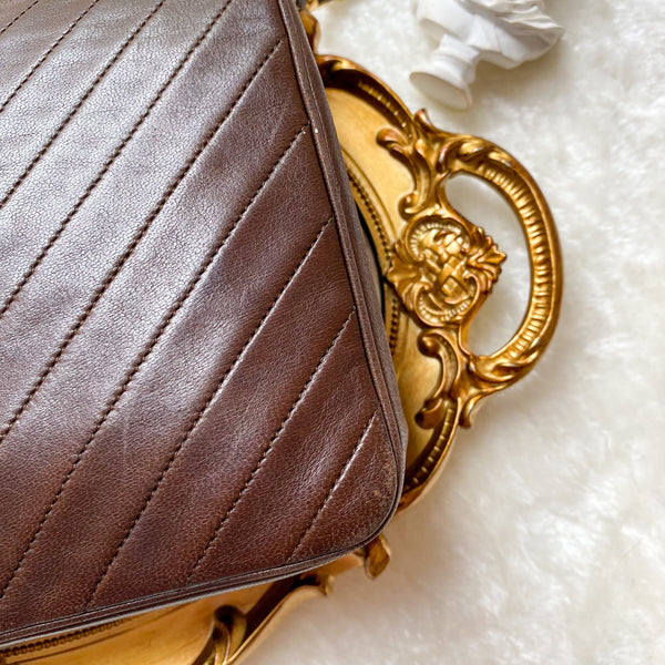 Vintage Chanel Single Flap Bag - Chocolate Brown x Gold 002