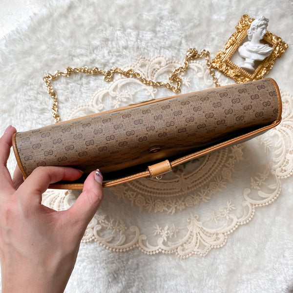 Vintage Gucci 1980s Micro GG 2-way Bag - Milk Tea Brown