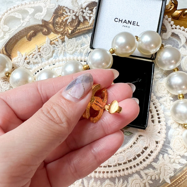 Vintage Chanel 24KGP and Rhinestone 1980s Coco Mark Ear Clips