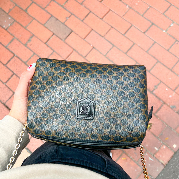 Vintage CELINE 1990s Macadam Makeup Bag - Black 013