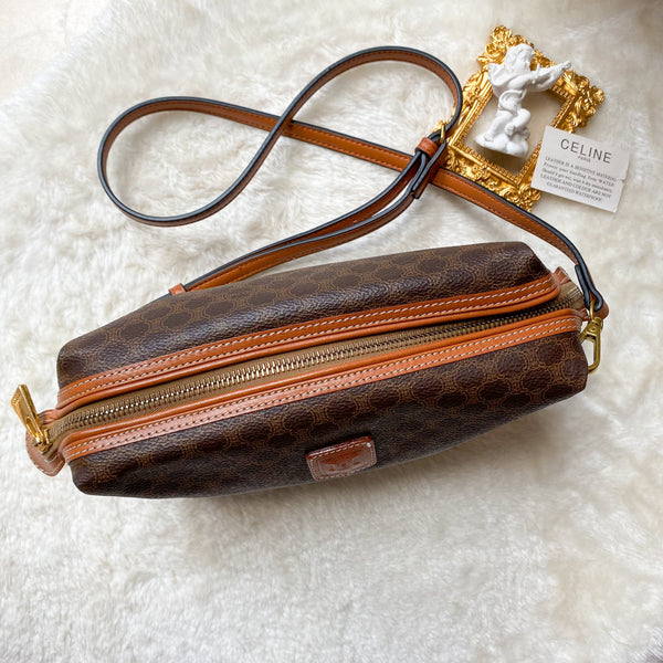 Vintage CELINE 1990s Macadam Makeup Bag - Brown 004