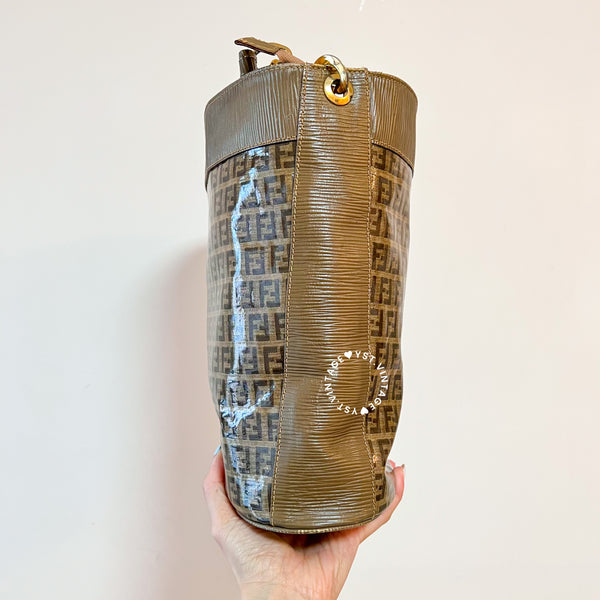 Vintage Fendi Zucca Bucket Bag - Beige