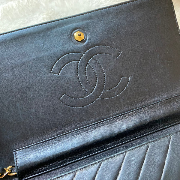 Vintage Chanel Single Flap Bag - Navy x Gold
