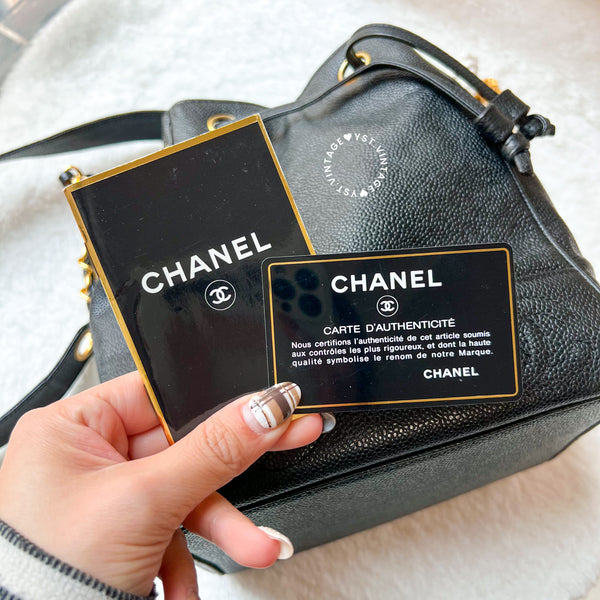 Vintage Chanel Caviar Bucket Bag - Black