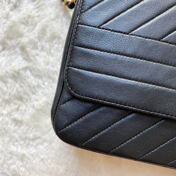 Vintage Chanel Single Flap Bag - Navy x Gold