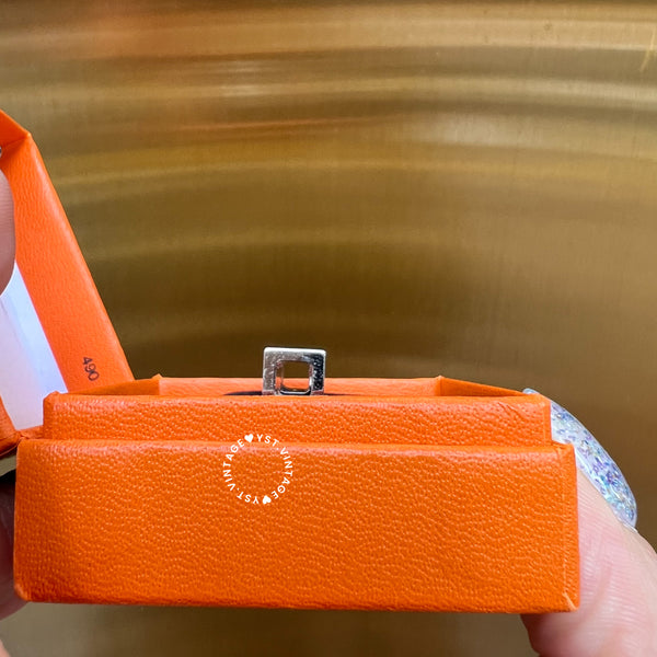 Vintage HERMÈS Cage d'H Earrings 002 - Sliver*White