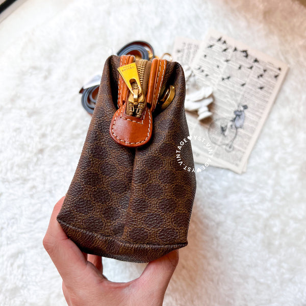 Vintage CELINE 1990s Macadam Makeup Bag - Brown 012