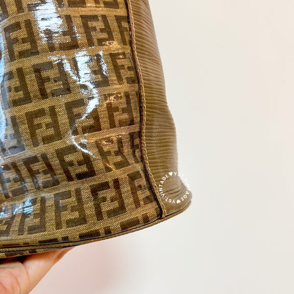 Vintage Fendi Zucca Bucket Bag - Beige