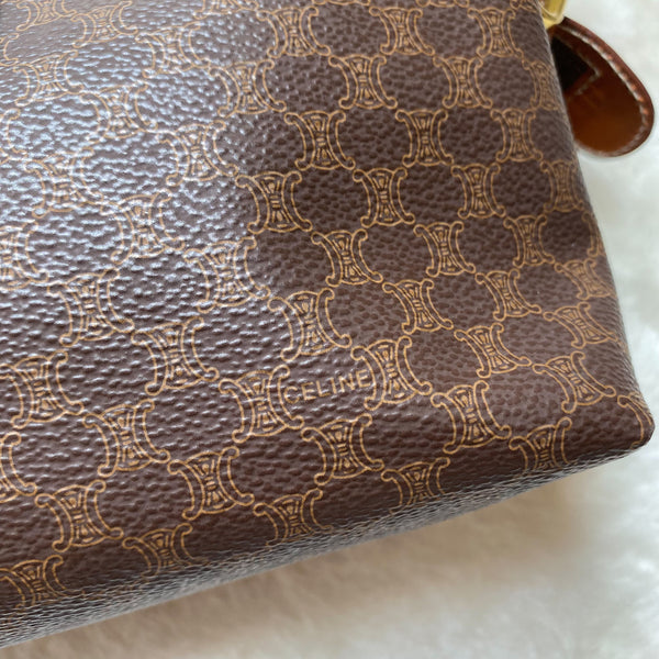Vintage CELINE 1990s Macadam Makeup Bag - Brown 004