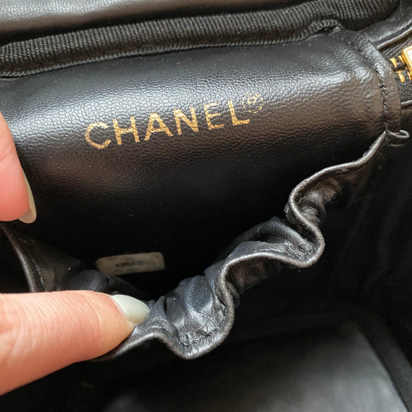 Vintage CHANEL Vertical Vanity Bag - Lambskin Black