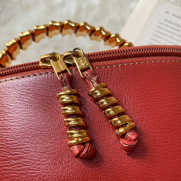 Vintage Loewe Velazquez Twist Handle Bag - Red