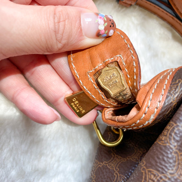 Vintage CELINE 1990s Macadam Makeup Bag - Brown 004