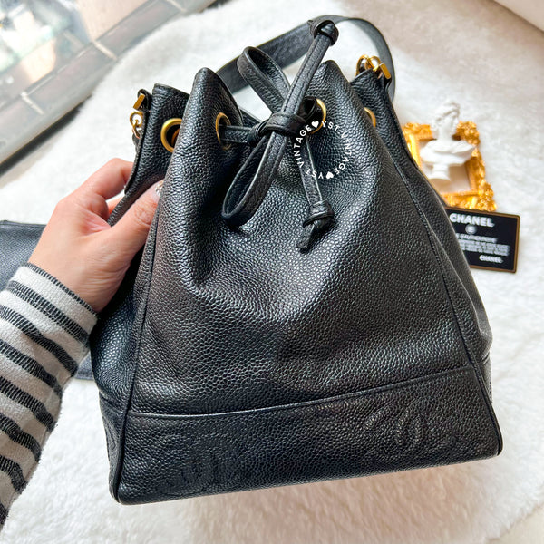 Vintage Chanel Caviar Bucket Bag - Black