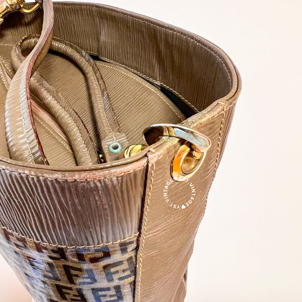 Vintage Fendi Zucca Bucket Bag - Beige
