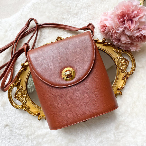 Vintage Givenchy Turn-Lock Cross body Bag - Sunset Brown