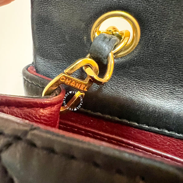 Vintage Chanel Mini Flap Turn-Lock Bag - Black 002 (Code: 046400)