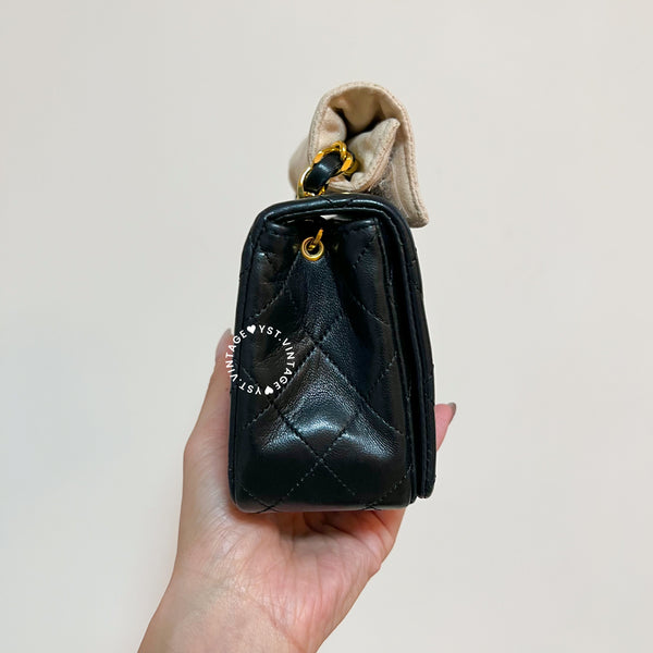 Vintage Chanel Mini Flap Turn-Lock Bag - Black 002 (Code: 046400)