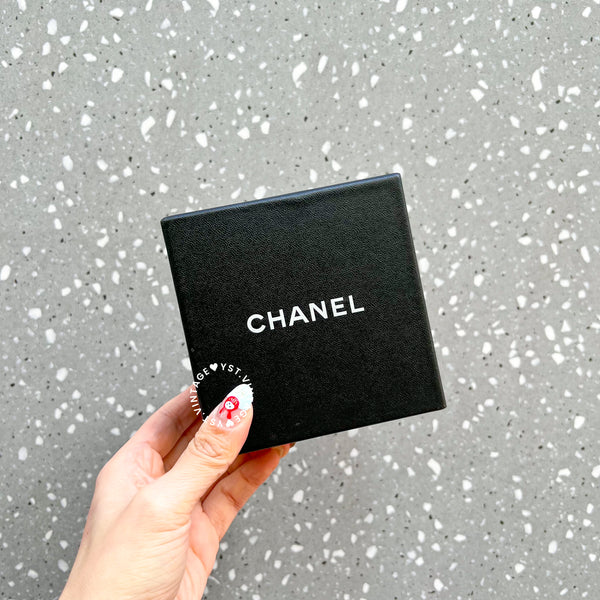Vintage Chanel Caviar Coco Lock Card Holder - Black