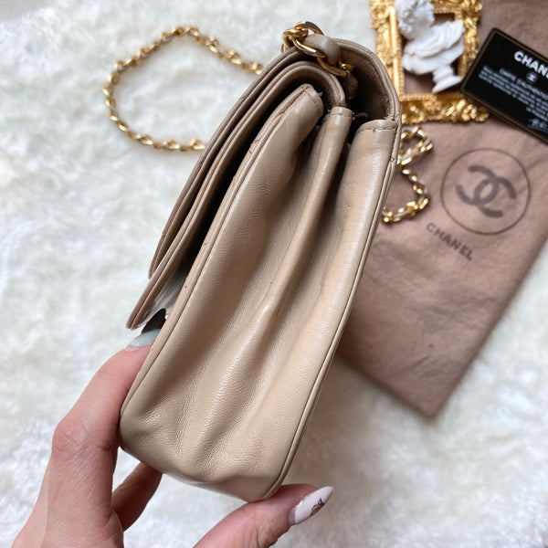 Vintage Chanel Double Flap Bag - Light Beige