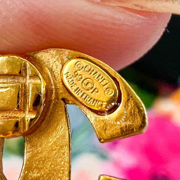 Vintage Chanel 24KGP Coco Mark Ear Clips