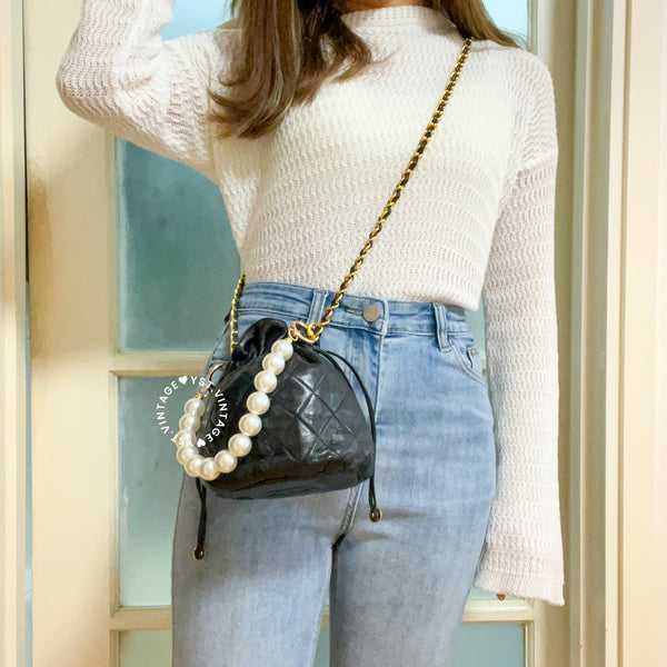 Vintage Chanel Mini Bucket Bag- Black