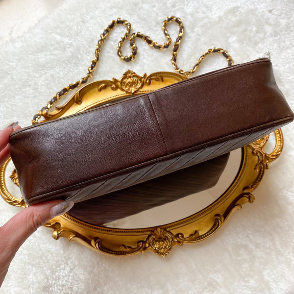 Vintage Chanel Single Flap Bag - Chocolate Brown x Gold 002