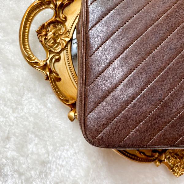 Vintage Chanel Single Flap Bag - Chocolate Brown x Gold 002