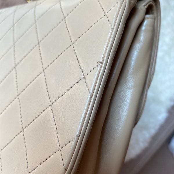 Vintage Chanel Double Flap Bag - Light Beige