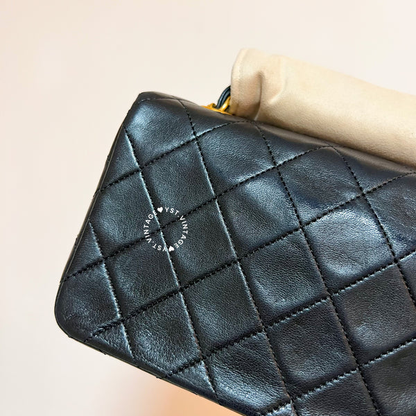 Vintage Chanel Mini Flap Turn-Lock Bag - Black 002 (Code: 046400)