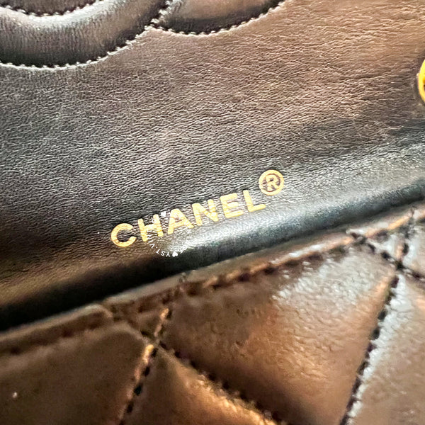 Vintage Chanel Mini Flap Turn-Lock Bag - Black 002 (Code: 046400)