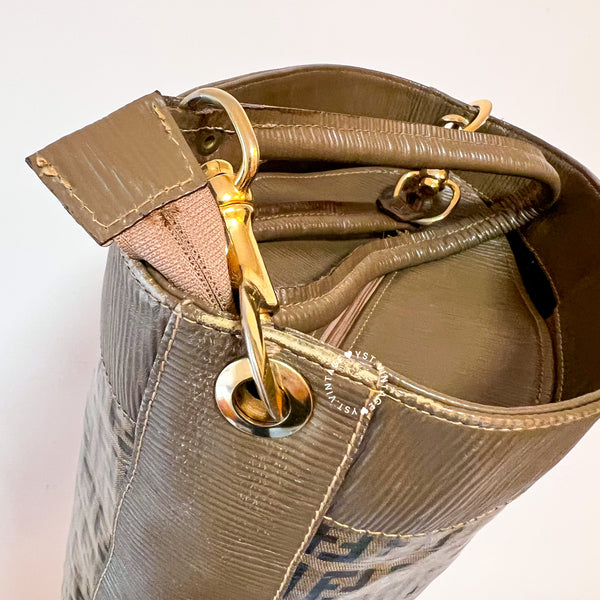 Vintage Fendi Zucca Bucket Bag - Beige
