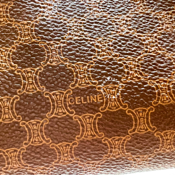 Vintage CELINE 1990s Macadam Makeup Bag - Brown 012