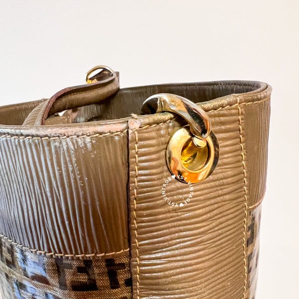 Vintage Fendi Zucca Bucket Bag - Beige