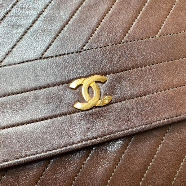 Vintage Chanel Single Flap Bag - Chocolate Brown x Gold 002
