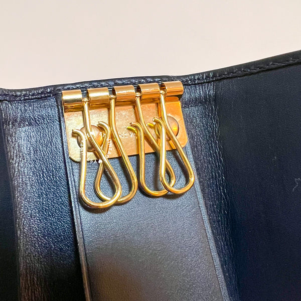 Vintage Gucci 1980s Micro GG Key Case (4 Key Rings) - Navy