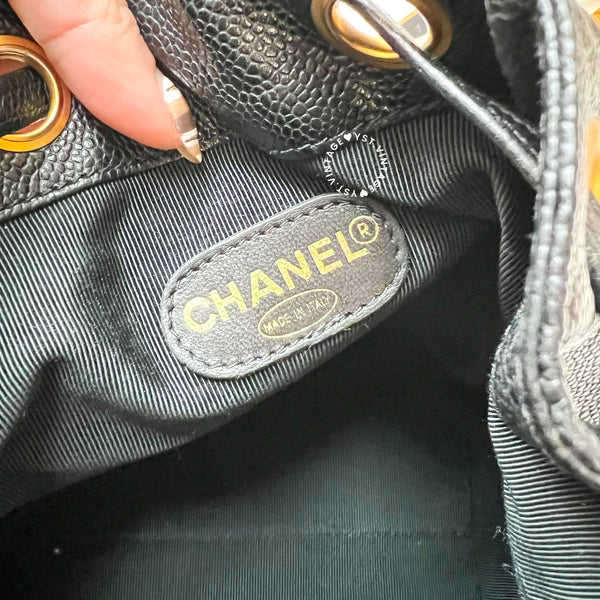 Vintage Chanel Caviar Bucket Bag - Black