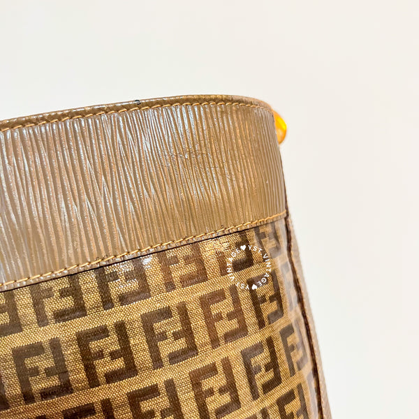 Vintage Fendi Zucca Bucket Bag - Beige