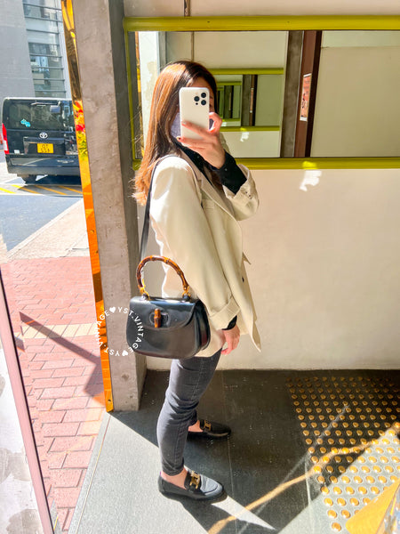 Vintage Gucci Bamboo Medium Top Handle Bag - Black