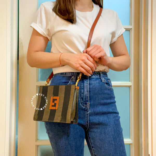 Vintage Fendi Pequin Stripe Mini Shoulder Bag