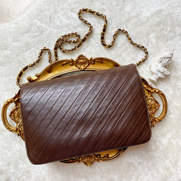 Vintage Chanel Single Flap Bag - Chocolate Brown x Gold 002