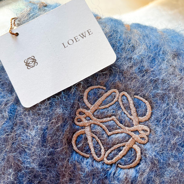 Loewe Mohair x Wool Scarf With Original Box - Ocean Blue