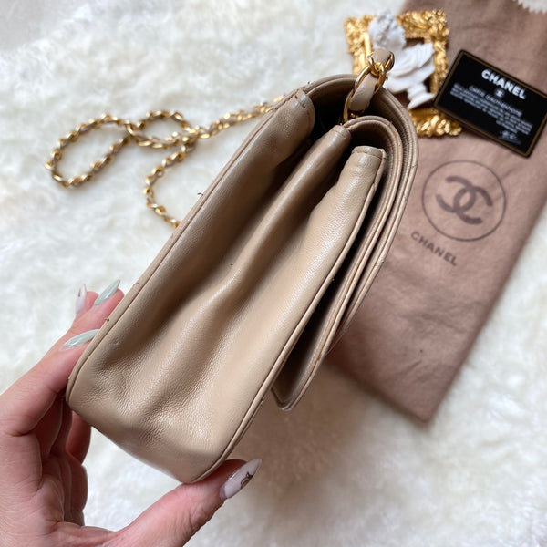 Vintage Chanel Double Flap Bag - Light Beige