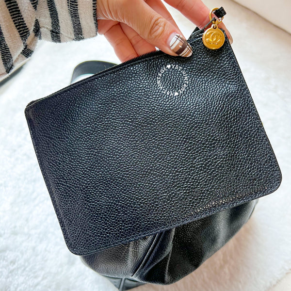 Vintage Chanel Caviar Bucket Bag - Black
