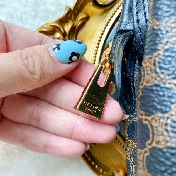 Vintage CELINE 1990s Macadam Makeup Bag - Black 006