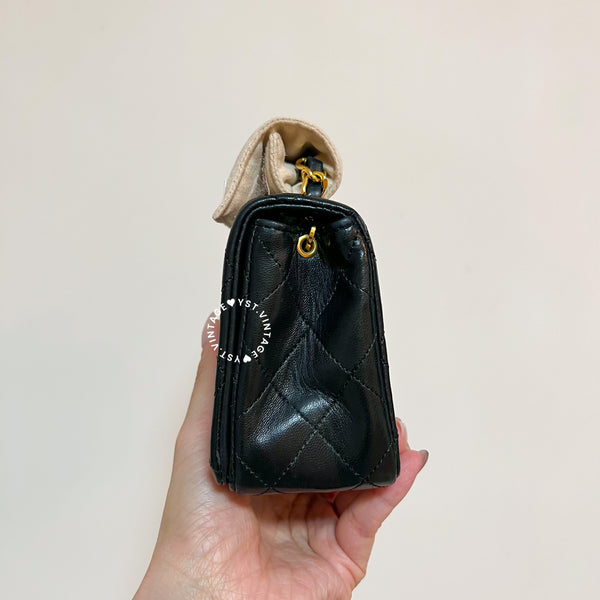 Vintage Chanel Mini Flap Turn-Lock Bag - Black 002 (Code: 046400)